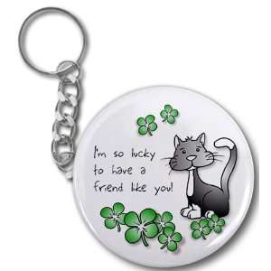  LUCKY KITTY CAT St Patricks Day 2.25 Button Style Key 