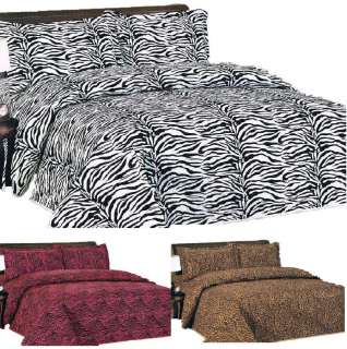 PC Quilted Bedspread Zebra Leopard Black White Pink New  