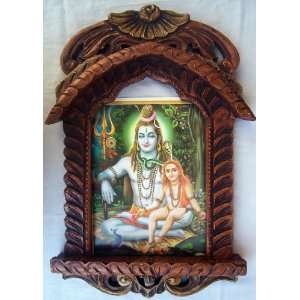 Lord Shiva doing meditation in Jungle poster painting in Wood Craft 