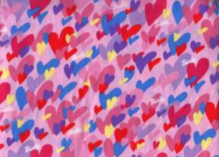 BARBIE PINK MULTI COLOR HEARTS FABRIC 1 YD  