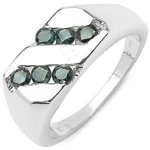  0.60 Carat Genuine Blue Diamond Sterling Silver Ring 