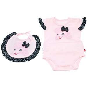   Baby Gift Set   Pink Poodle Jump Suit and Bib   Pink 