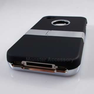 Black Kickstand Hard Case Snap On Cover For Apple iPhone 4S NEW  