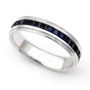  18k White Gold Channel set Blue Sapphire Eternity Band 
