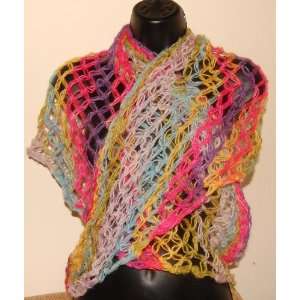  Handmade Knitted Shawl scarf mixed colors 
