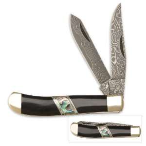  Kriegar Buffalo Black Pearl Trapper Folding Knife: Sports 