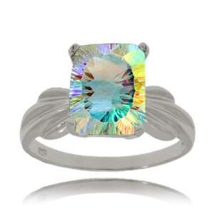  Radiant Sea Mist Topaz Ring Sterling Silver Band   New 