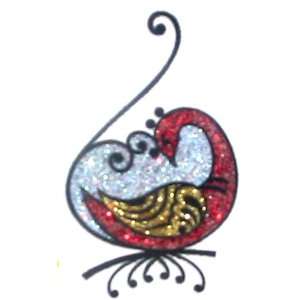 Temporary Tattoo, Alluring, Red, Gold, Silver Glitter Dancing Peacock 