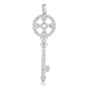    14k .79 Dwt Diamond White Gold Key Charm   JewelryWeb: Jewelry