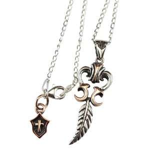  Golden Royal Silver Feather Pendant Necklace Jewelry