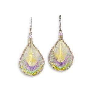    Green Yellow Stone Purple Gold Tone Dangle Earrings: Jewelry