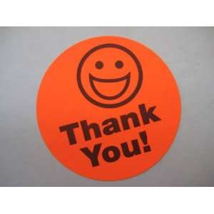   250 2 CIRCLE BIG THANK YOU SMILEY LABEL STICKERS Red