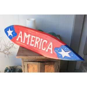  Americana Surf Sign America   Hand Carved 40   USA 
