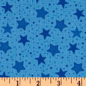  44 Wide Popcorn & Friends Stars Blue Fabric By The Yard 