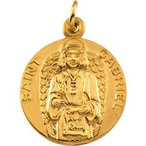  14K Yellow Gold St. Gabriel Medal   18.00mm: Jewelry