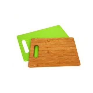 Solid Green 2 Piece Bamboo and Plastic Cutting Board Set