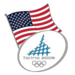  Torino 2006 Winter Olympics American Flag Pin: Sports 