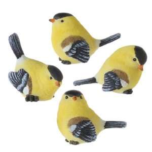 Mini Yellow Song Bird Figurines Set of 4, 2.5 Inches:  Home 