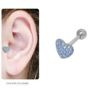  Surgical Steel Dark Blue Gem Heart Tragus Earring: Jewelry