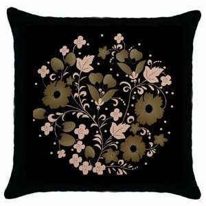 Brown & Pink Floral Throw Pillow Case:  Home & Kitchen