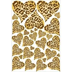Brown & Gold Leopard Print Heart Wall Stickers 