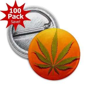 ORANGE SUN Marijuana Pot Leaf 100 Pack of 1 inch Mini Pinback Button 