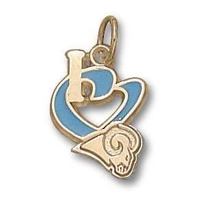 St. Louis Rams Solid 10K Gold I Heart Logo 3/4 Enamel Pendant