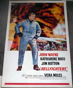 HELLFIGHTERS original movie poster RED ADAIR/JOHN WAYNE large 40x60 