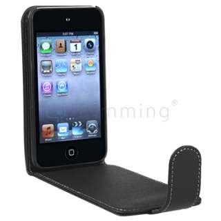 For iPod Touch 4 4G 4th 4Gen Black New Flip Top PU Leather Case Cover 