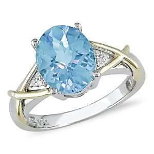   4ct Topaz and Diamond Accent Ring in 10k Gold and Silver, G H I, I3