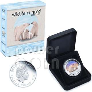 POLAR BEAR Wildlife In Need Silver Coin 1$ Tuvalu 2012  