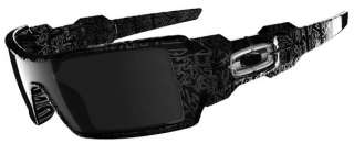 Oakley Oil Rig Black Slilver Ghost Text / Black Iridium Sunglasses 24 