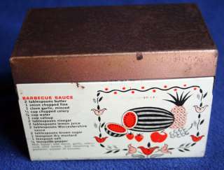 Vintage Metal Recipe Card Holder Box Recipes Included  