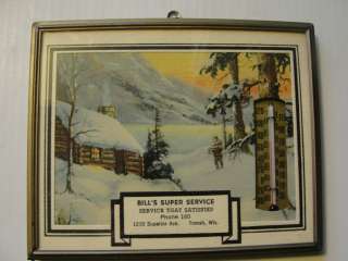 BILLS SUPER SERVICE,TOMAH WIS,DATED 1949 ADVERTISING THERMOMETER 