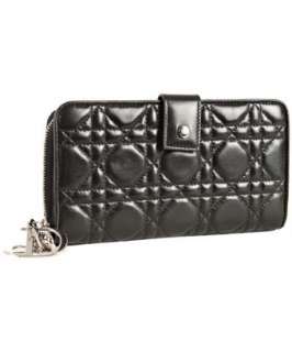 Christian Dior black quilted lambskin Lady Dior continental wallet 