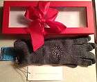 100% Cashmere Gray Gloves with Rhinestones