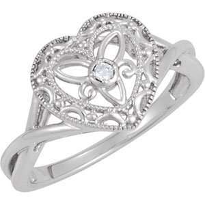   Ct Diamond Heart Ring. .025 Ct Diamond Heart Ring In Sterling Silver