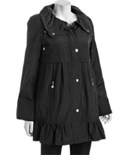Betsey Johnson black ruffle detail hooded drawstring jacket  BLUEFLY 