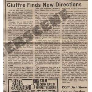    Jimmie Giuffre Newspaper Review Article 1967 jazz: Home & Kitchen