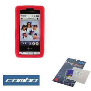  Red Flexible Soft Silicone Skin Case + Clear Reusable LCD Screen 