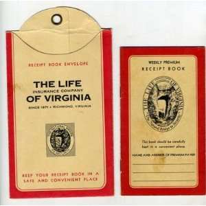  Life of Virginia Weekly Receipt Book & Envelope 1954 