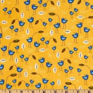  44 Wide Playday Birds Summer Yellow Fabric By The Yard 