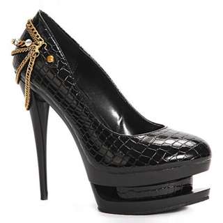   Fashion Fancy Platforms&Wedges Pump High Heel Shoes W/Cool Chain Black