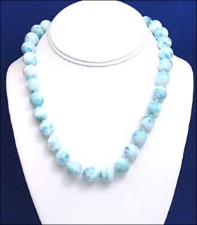 18 12mm Round Larimar Bead Necklace, 14K   Stunning 1 of a Kind! NOW 