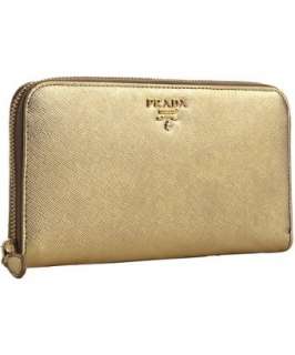 style #311836301 gold metallic saffiano leather continental zip wallet