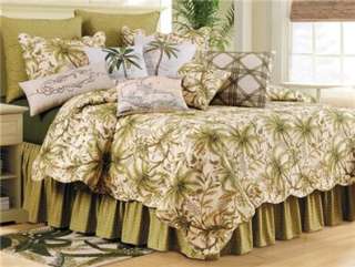 BARBADOS SAND 4 piece Queen Quilt set with 2 shams and bedskirt new