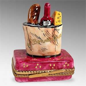 Picnic Bag w/ Wine Bread Cheese French Limoges Box: Home 
