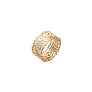  Ladies 18K Gold Plated Flowers Filigree Band Ring: Jewelry