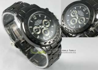 Cool Men Black Tungsten Steel Quartz Sports Wrist Watch  