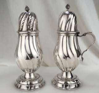 18th Century Belgian Silver Sugar Caster & Mustard Pot  